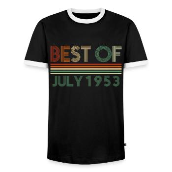 69th birthday July born 1953 Gift idea - Men's Ringer Shirt - black/white - Front - AI Model Female 172 light (172cm) & AI Model Male 178 light (178cm)