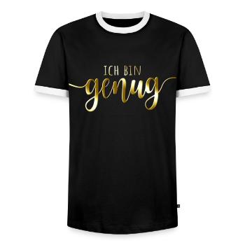 Ich Bin Genug I Am Enough Affirmation Achtsamkeit - Männer Kontrast-T-Shirt - Schwarz/Weiß - Vorne - AI Model Female 172 light (172cm) & AI Model Male 178 light (178cm)
