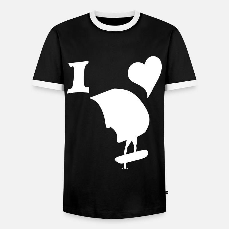 Echte Wingfoil Liebe - Männer Kontrast-T-Shirt - Schwarz/Weiß