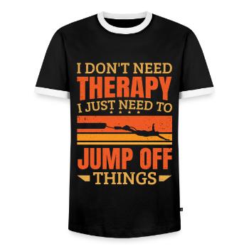 I Just Need To Jump Off Things Cliff Jumping - Men's Ringer Shirt - black/white - Front - AI Model Female 172 light (172cm) & AI Model Male 178 light (178cm)
