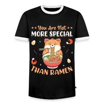 Pas plus spécial que ramen Noodles Fun Noodle - T-shirt contrasté Homme - noir/blanc - Devant - AI Model Female 172 light (172cm) & AI Model Male 178 light (178cm)