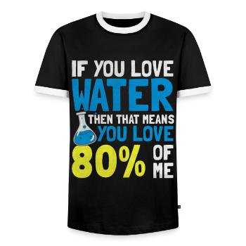 Si vous aimez l’eau Drôles de scientifiques - T-shirt contrasté Homme - noir/blanc - Devant - AI Model Female 172 light (172cm) & AI Model Male 178 light (178cm)