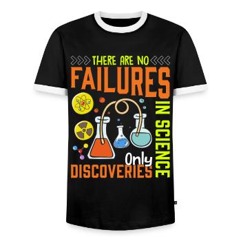 No failures in science funnier - Men's Ringer Shirt - black/white - Front - AI Model Female 172 light (172cm) & AI Model Male 178 light (178cm)