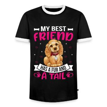 Cocker Spaniel Meilleur ami a de la fourrure et de la queue - T-shirt contrasté Homme - noir/blanc - Devant - AI Model Female 172 light (172cm) & AI Model Male 178 light (178cm)