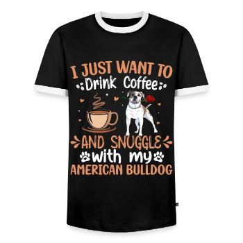 Kaffee Trinken Kuscheln Mit Amerikanischer - Männer Kontrast-T-Shirt - Schwarz/Weiß - Vorne - AI Model Female 172 light (172cm) & AI Model Male 178 light (178cm)