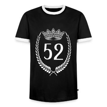 52e anniversaire Numéro Jubilé 52 - T-shirt contrasté Homme - noir/blanc - Devant - AI Model Female 172 light (172cm) & AI Model Male 178 light (178cm)