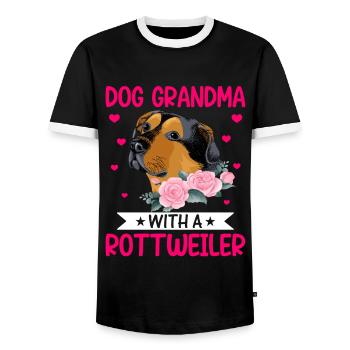 Dog Grandma With Rottweiler Funny Dog Owners - Men's Ringer Shirt - black/white - Front - AI Model Female 172 light (172cm) & AI Model Male 178 light (178cm)