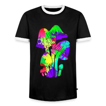 Cueillette de champignons colorées Party - T-shirt contrasté Homme - noir/blanc - Devant - AI Model Female 172 light (172cm) & AI Model Male 178 light (178cm)