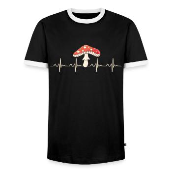 Cueilleur de champignons Heartbeat Fréquence cardiaque ECG - T-shirt contrasté Homme - noir/blanc - Devant - AI Model Female 172 light (172cm) & AI Model Male 178 light (178cm)