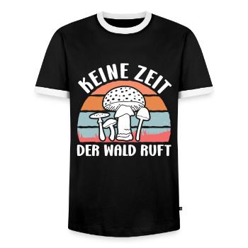 Keine Zeit der Wald ruft Vintage Pilzsammler - Männer Kontrast-T-Shirt - Schwarz/Weiß - Vorne - AI Model Female 172 light (172cm) & AI Model Male 178 light (178cm)