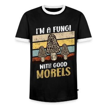 Je suis un champignon avec un bon cueilleur de champignons Morels - T-shirt contrasté Homme - noir/blanc - Devant - AI Model Female 172 light (172cm) & AI Model Male 178 light (178cm)