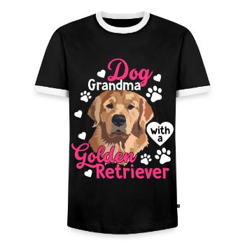 Dog Grandma With Golden Retriever Funny - Men's Ringer Shirt - black/white - Front - AI Model Female 172 light (172cm) & AI Model Male 178 light (178cm)