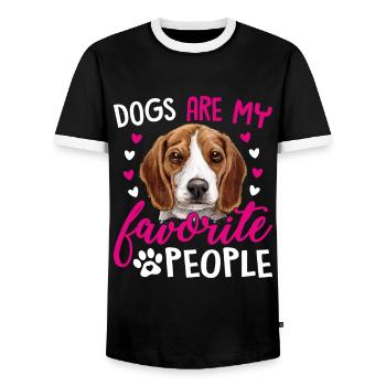 Beagle Hunde Sind Lieblingsmenschen Lustige - Männer Kontrast-T-Shirt - Schwarz/Weiß - Vorne - AI Model Female 172 light (172cm) & AI Model Male 178 light (178cm)