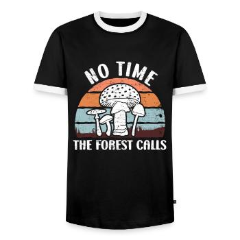 Keine Zeit der Wald ruft Vintage Pilzsammler - Männer Kontrast-T-Shirt - Schwarz/Weiß - Vorne - AI Model Female 172 light (172cm) & AI Model Male 178 light (178cm)