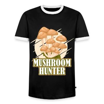Chasseur de champignons Cueilleurs de champignons Cueilleurs de champignons - T-shirt contrasté Homme - noir/blanc - Devant - AI Model Female 172 light (172cm) & AI Model Male 178 light (178cm)