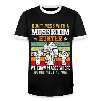 Never mess with a mushroom picker - Men's Ringer Shirt - black/white - Front - AI Model Female 172 light (172cm) & AI Model Male 178 light (178cm)