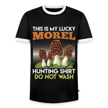 My Morel Lucky Shirt Cueilleur de champignons - T-shirt contrasté Homme - noir/blanc - Devant - AI Model Female 172 light (172cm) & AI Model Male 178 light (178cm)