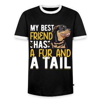 Le meilleur ami de Rottweiler a de la fourrure et de la queue - T-shirt contrasté Homme - noir/blanc - Devant - AI Model Female 172 light (172cm) & AI Model Male 178 light (178cm)
