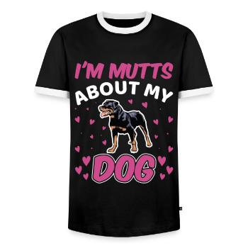 Je suis mutts à propos de chien Rottweiler drôle - T-shirt contrasté Homme - noir/blanc - Devant - AI Model Female 172 light (172cm) & AI Model Male 178 light (178cm)