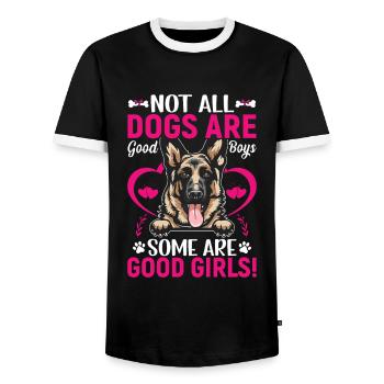 German Shepherd Some are good girls - Men's Ringer Shirt - black/white - Front - AI Model Female 172 light (172cm) & AI Model Male 178 light (178cm)