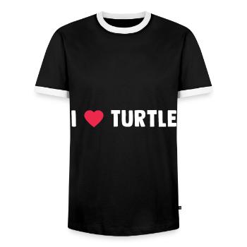 Turtle Relaxed Chill Sea Ocean Beach - Men's Ringer Shirt - black/white - Front - AI Model Female 172 light (172cm) & AI Model Male 178 light (178cm)
