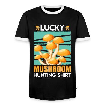 Cueilleur de champignons Lucky Mushroom Hunting - T-shirt contrasté Homme - noir/blanc - Devant - AI Model Female 172 light (172cm) & AI Model Male 178 light (178cm)
