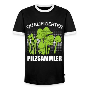 Qualifizierter Pilzsammler Pile Sammeln - Männer Kontrast-T-Shirt - Schwarz/Weiß - Vorne - AI Model Female 172 light (172cm) & AI Model Male 178 light (178cm)