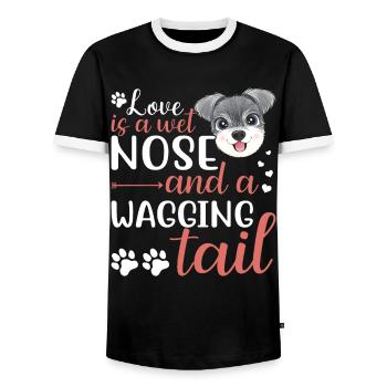 Zwergschnauzer Liebe Ist Nasse Nase Wedelnden - Männer Kontrast-T-Shirt - Schwarz/Weiß - Vorne - AI Model Female 172 light (172cm) & AI Model Male 178 light (178cm)