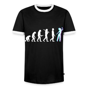 Techno House Party EDM Festival Goa Electro Rave - Men's Ringer Shirt - black/white - Front - AI Model Female 172 light (172cm) & AI Model Male 178 light (178cm)