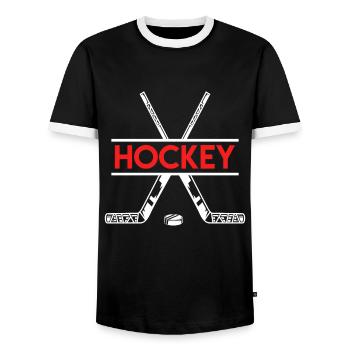 Hockey Hockey sur glace - T-shirt contrasté Homme - noir/blanc - Devant - AI Model Female 172 light (172cm) & AI Model Male 178 light (178cm)