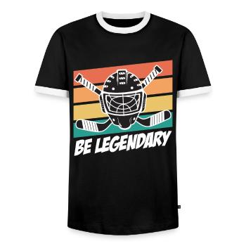 Soyez légendaire Hockey sur glace Hockey sur glace - T-shirt contrasté Homme - noir/blanc - Devant - AI Model Female 172 light (172cm) & AI Model Male 178 light (178cm)