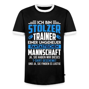 Mannschaft Trainer Eishockey Coach Trainer - Männer Kontrast-T-Shirt - Schwarz/Weiß - Vorne - AI Model Female 172 light (172cm) & AI Model Male 178 light (178cm)