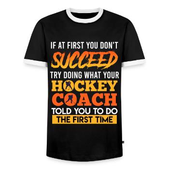 Écoutez votre entraîneur de hockey - T-shirt contrasté Homme - noir/blanc - Devant - AI Model Female 172 light (172cm) & AI Model Male 178 light (178cm)