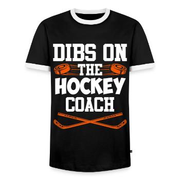 Dibs sur l’entraîneur de hockey - T-shirt contrasté Homme - noir/blanc - Devant - AI Model Female 172 light (172cm) & AI Model Male 178 light (178cm)