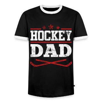 Hockey Dad - Männer Kontrast-T-Shirt - Schwarz/Weiß - Vorne - AI Model Female 172 light (172cm) & AI Model Male 178 light (178cm)