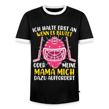 Je ne m’arrête que quand il saigne le hockey sur glace - T-shirt contrasté Homme - noir/blanc - Devant - AI Model Female 172 light (172cm) & AI Model Male 178 light (178cm)