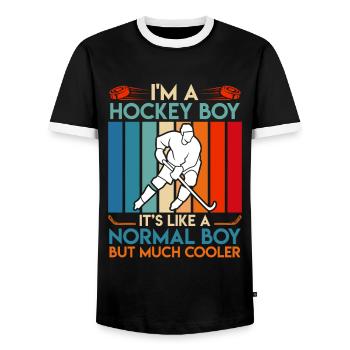 Je suis un joueur de hockey garçon de hockey - T-shirt contrasté Homme - noir/blanc - Devant - AI Model Female 172 light (172cm) & AI Model Male 178 light (178cm)
