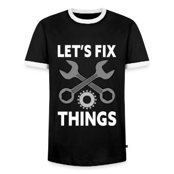 Car Mechanic Tools Let's Fix Things Car Mechanic - Men's Ringer Shirt - black/white - Front - AI Model Female 172 light (172cm) & AI Model Male 178 light (178cm)
