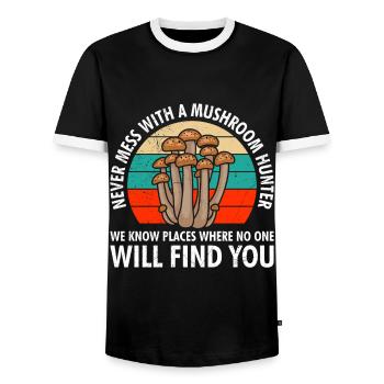 Abandoned places Mushroom picking mushroom pickers - Men's Ringer Shirt - black/white - Front - AI Model Female 172 light (172cm) & AI Model Male 178 light (178cm)