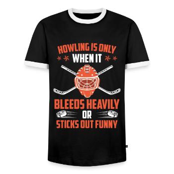 Howling is when it bleeds or stands out strangely - Men's Ringer Shirt - black/white - Front - AI Model Female 172 light (172cm) & AI Model Male 178 light (178cm)