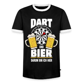 Darts And Beer Why I Am Here - Men's Ringer Shirt - black/white - Front - AI Model Female 172 light (172cm) & AI Model Male 178 light (178cm)