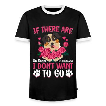 Berger australien si pas de chiens au paradis - T-shirt contrasté Homme - noir/blanc - Devant - AI Model Female 172 light (172cm) & AI Model Male 178 light (178cm)