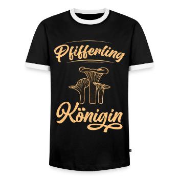 Königin Pilze Pfifferlinge Pilzsammler - Männer Kontrast-T-Shirt - Schwarz/Weiß - Vorne - AI Model Female 172 light (172cm) & AI Model Male 178 light (178cm)