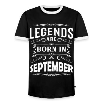 September Birthday Party Old Year of Construction - Men's Ringer Shirt - black/white - Front - AI Model Female 172 light (172cm) & AI Model Male 178 light (178cm)