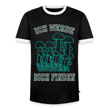 Ich werde dich finden Pilze sammeln Pilzsammler - Männer Kontrast-T-Shirt - Schwarz/Weiß - Vorne - AI Model Female 172 light (172cm) & AI Model Male 178 light (178cm)