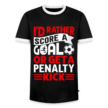 Je préfère marquer un but drôle de football - T-shirt contrasté Homme - noir/blanc - Devant - AI Model Female 172 light (172cm) & AI Model Male 178 light (178cm)