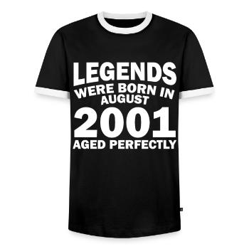 21ème anniversaire Août millésime 2001 idée cadeau - T-shirt contrasté Homme - noir/blanc - Devant - AI Model Female 172 light (172cm) & AI Model Male 178 light (178cm)