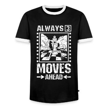 Always 3 moves ahead chess - Men's Ringer Shirt - black/white - Front - AI Model Female 172 light (172cm) & AI Model Male 178 light (178cm)