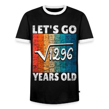 36th birthday - the root of 1296 = 36 years - Men's Ringer Shirt - black/white - Front - AI Model Female 172 light (172cm) & AI Model Male 178 light (178cm)
