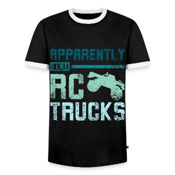 Apparently I lkie Rc trucks - Men's Ringer Shirt - black/white - Front - AI Model Female 172 light (172cm) & AI Model Male 178 light (178cm)